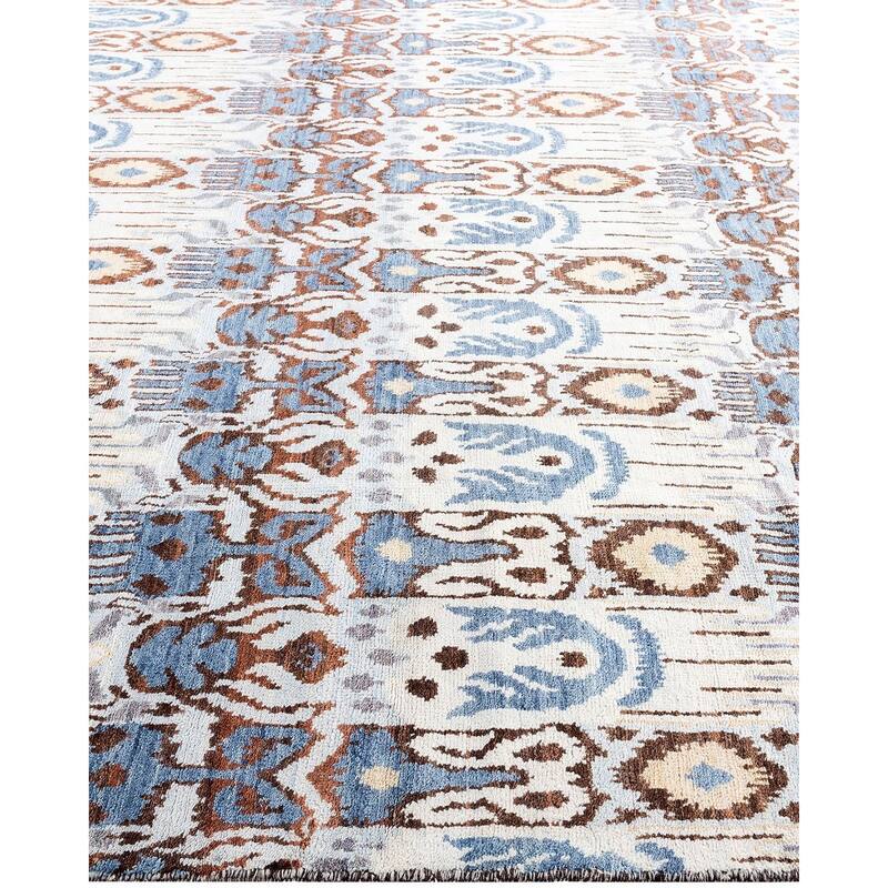 Ikat One-of-a-Kind Handmade Area Rug - Beige, 7' 10" x 10' 0" - 7' 10" x 10' 0"