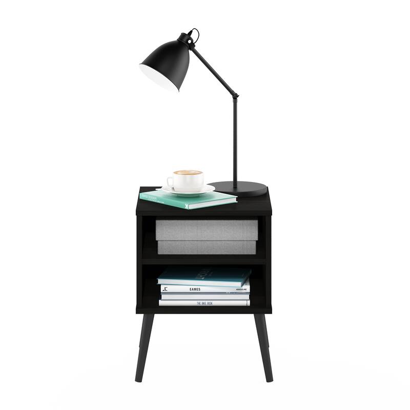 Furinno Claude Mid Century Style End Table with Wood Legs