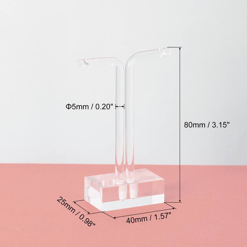 2Pcs Acrylic T Bar Earring Display Stand Jewelry Storage Rack, Clear - 3"