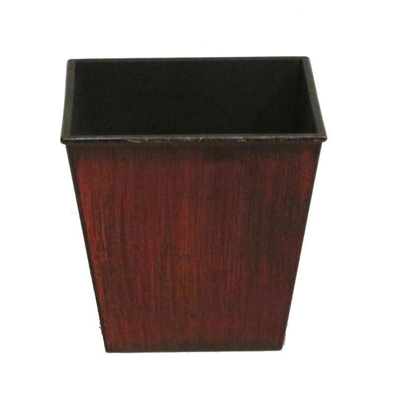 Hand Painted 5"H Square Plastic Pot Planter - Brown