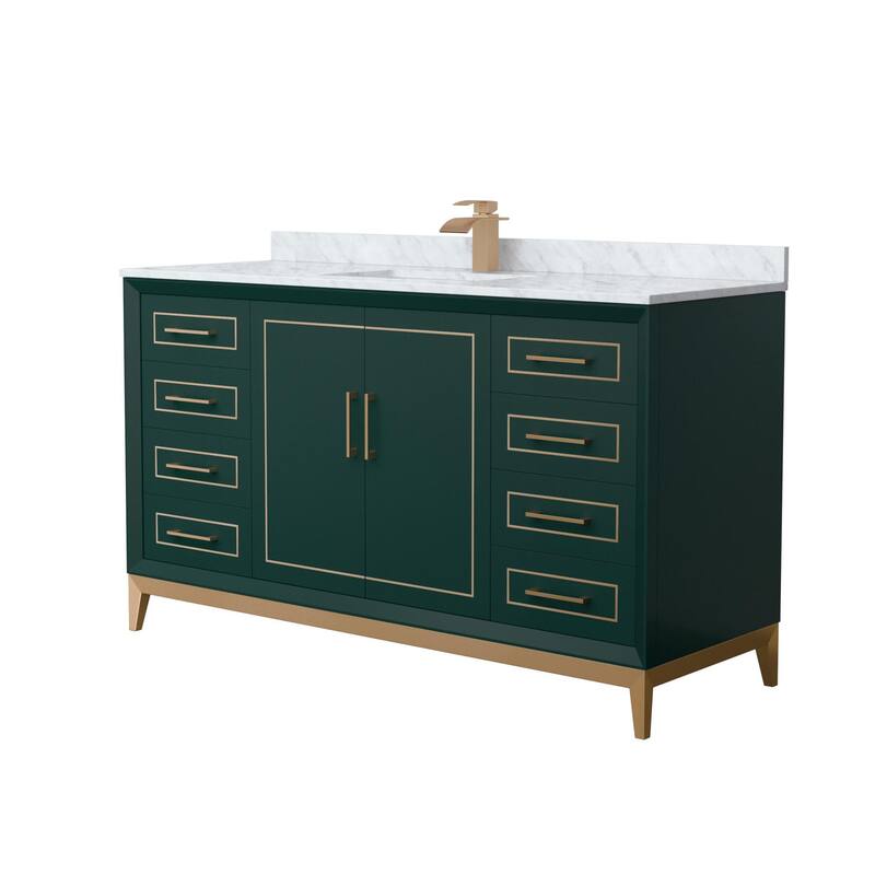 Wyndham Collection WCH515160S-NAT-UNSMXX Marlena 60" Free Standing - Green / Satin Bronze Hardware