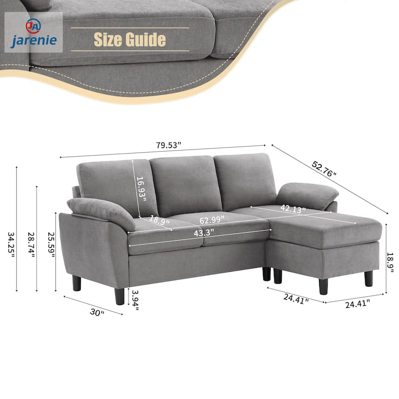 3-Piece Living Room Sectional Sofa Set with Chair and Ottoman