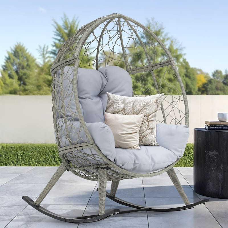 Moasis Cushioned Egg Chair with Rocker, PE Wicker