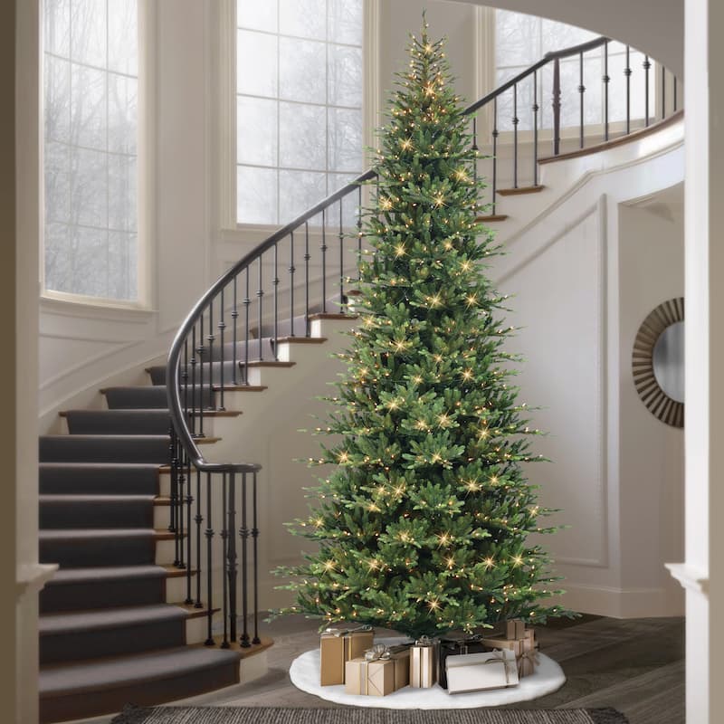 Puleo International 10 ft. Pre-Lit Slim Balsam Artificial Fir Tree