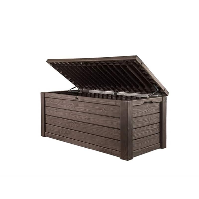 Keter Eastwood 150 Gallon Durable Resin Outdoor Storage Deck Box For Furniture and Supplies, Brown