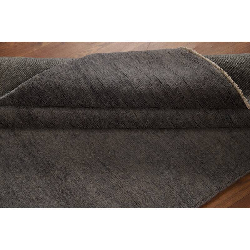 Hand Knotted Oriental 100% Wool Carpet Modern Modern Greys & Charcoal Gabbeh Area Rug - 5' 11'' X 4' 0''
