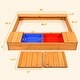 preview thumbnail 7 of 9, Costway Kids Cedar Sandbox w/ Storage Boxes & Bench Seats Children