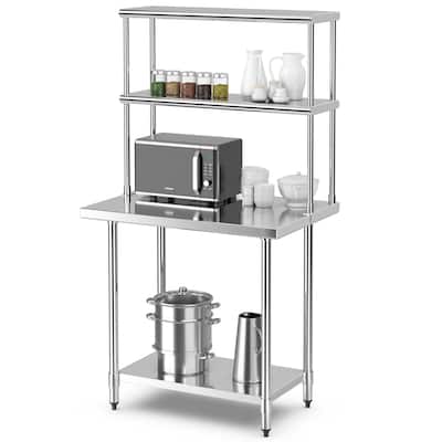 Costway Stainless Steel Table with Overshelves 36'' X 24'' Work Table - See Details