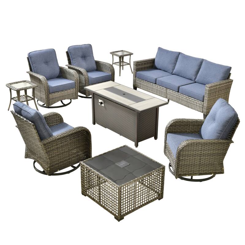 XIZZI Outdoor Patio Furniture Grey Wicker Conversation Seating Set