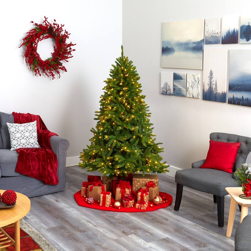 6ft. Spruce Look Artificial Christmas Tree with 300 Clear LED Lights & 1357 Branches - Full Holiday X-Mas Glow