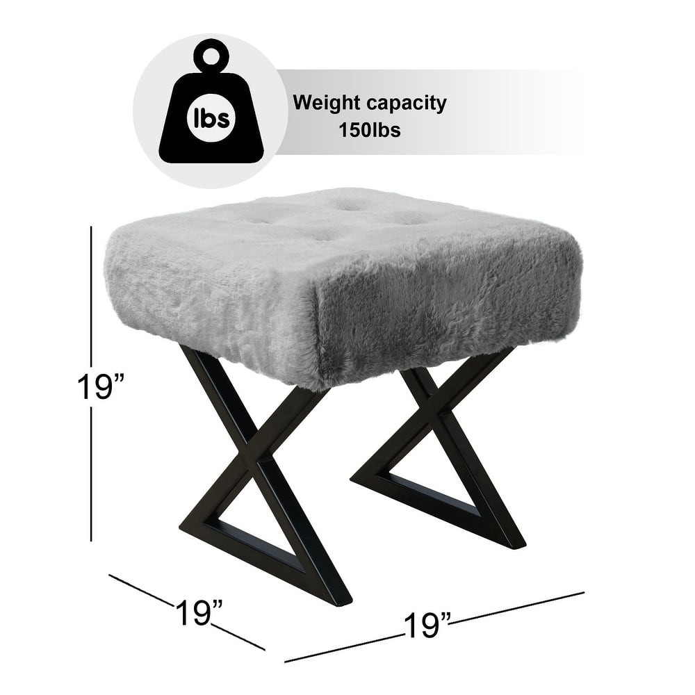 FauxFur Ottoman Vanity Stool 19"X19"X19".