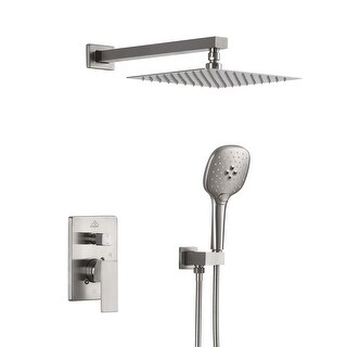 SSWW Shower System Brushed Nickel, 10" Rain Mixer Shower Combo Set