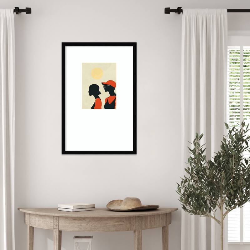 Sunny Sisters by Layla Oz Wood Framed Wall Art Print - Svelte Noir Black
