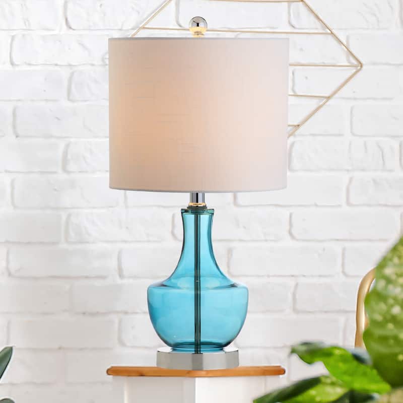 Colette 20" Mini Glass LED Table Lamp, Silver by JONATHAN Y - One - Amalfi Blue
