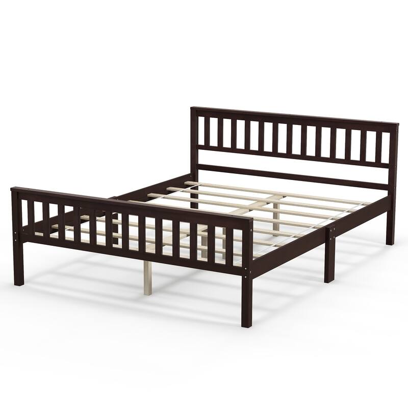 Gymax Wood Bed Frame Wood Slats Support Platform W/ Headboard - See Details