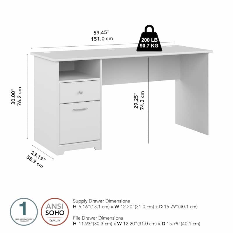 Bush Furniture Cabot 60W Computer Desk with Drawers and Storage