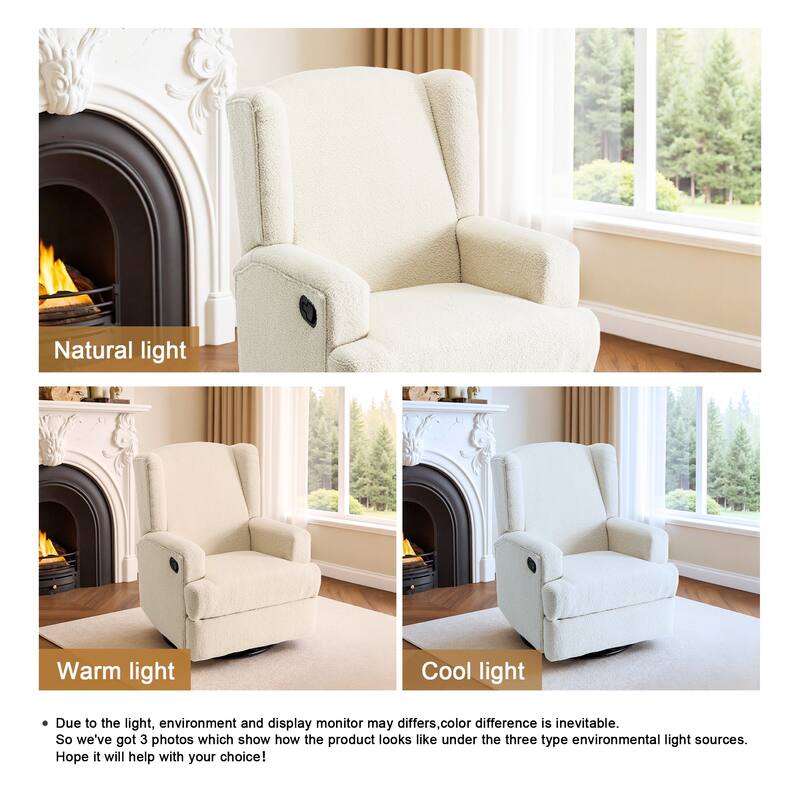 UIXE Upholstered Chenille/Boucle Swivel Glider Rocker Recliner