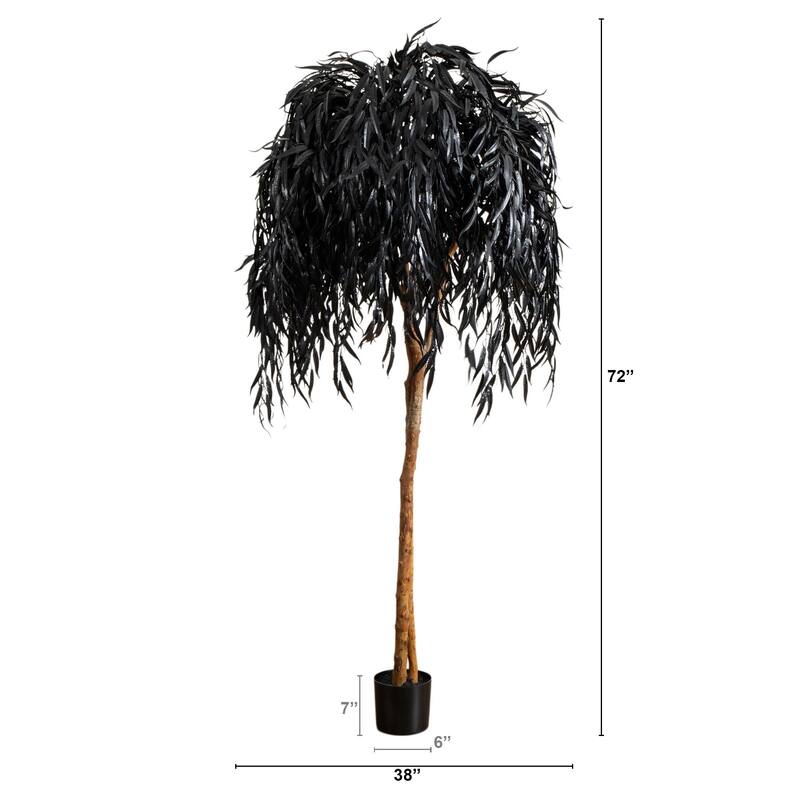 Artificial Willow Halloween Tree with Pot - 6' - Black and Brown