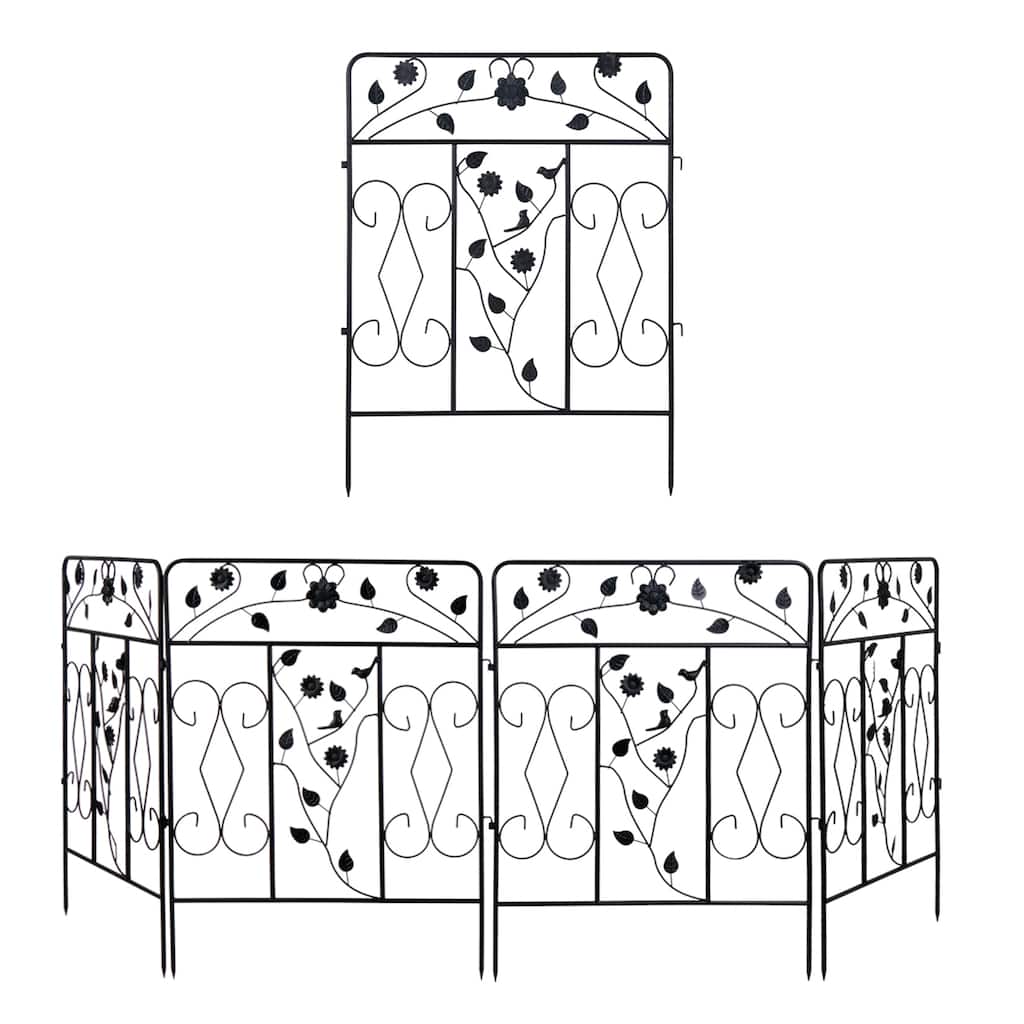 5 Pack 24" Garden Fance Metal Fencing Panels Rustproof Wire Edging Barrier Border for Patio Backyard - 23.6" W x 31.5" H