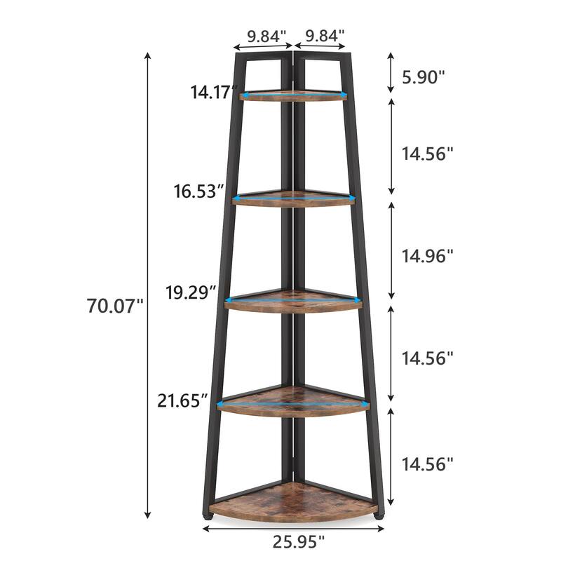 70 inch Tall Corner Shelf, Corner Bookshelf and Bookcase