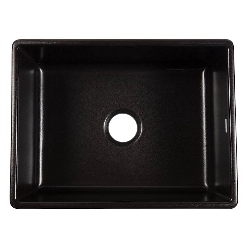 Austen Matte Black Fireclay 24" Single Bowl Farmhouse Apron Front Undermount Kitchen Sink with Drain