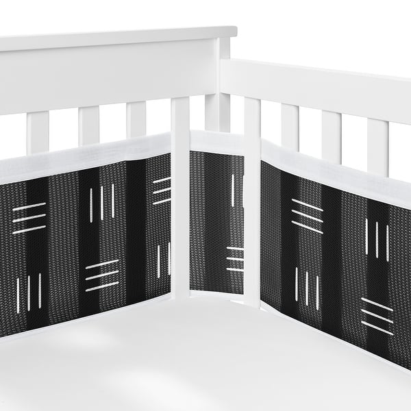 slide 2 of 6, Sweet Jojo Designs + BreathableBaby Breathable Mesh Crib Liner Black White Boho Mudcloth Boy/Girl Gender Neutral