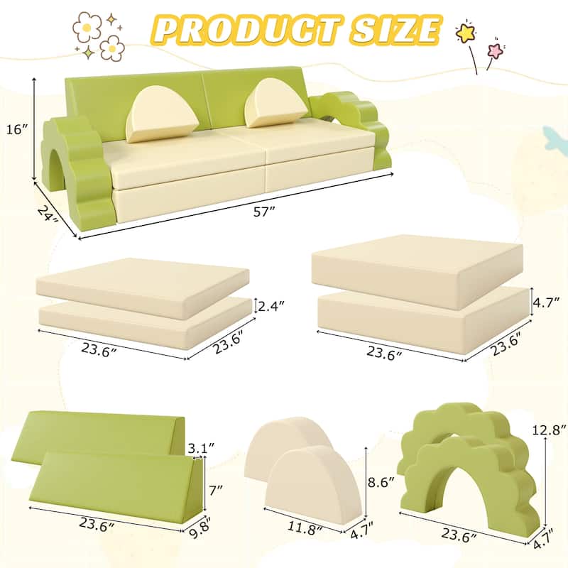 Foam Climbing Blocks Convertible Sofa ,Kids Play Couch, Indoor Climbing Structure for Toddlers, Infant, Kids, Pre-school