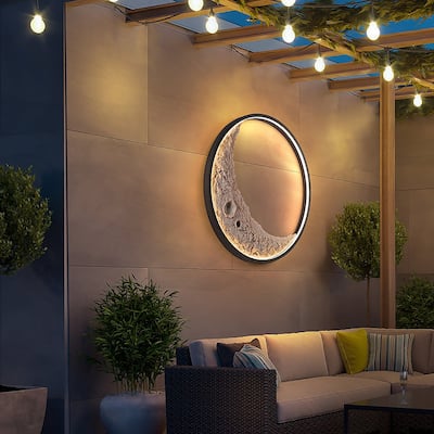 Indoor/Outdoor 24-inch LED Crescent Moon Wall Lamp