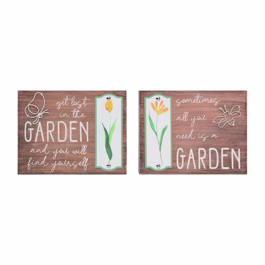 Transpac MDF Bugs & Garden Box Decor Set of 2 Spring Home Decorations