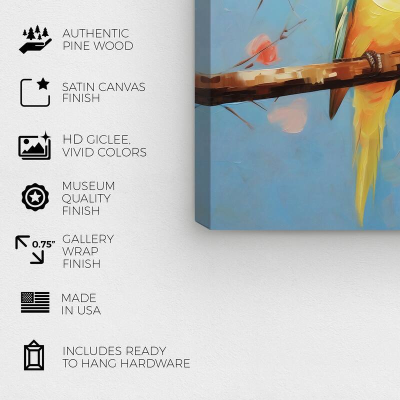 Wynwood Studio Canvas Animals Adventurous Birds Yellow and Neon Yellow Traditional Wall Art Canvas Print