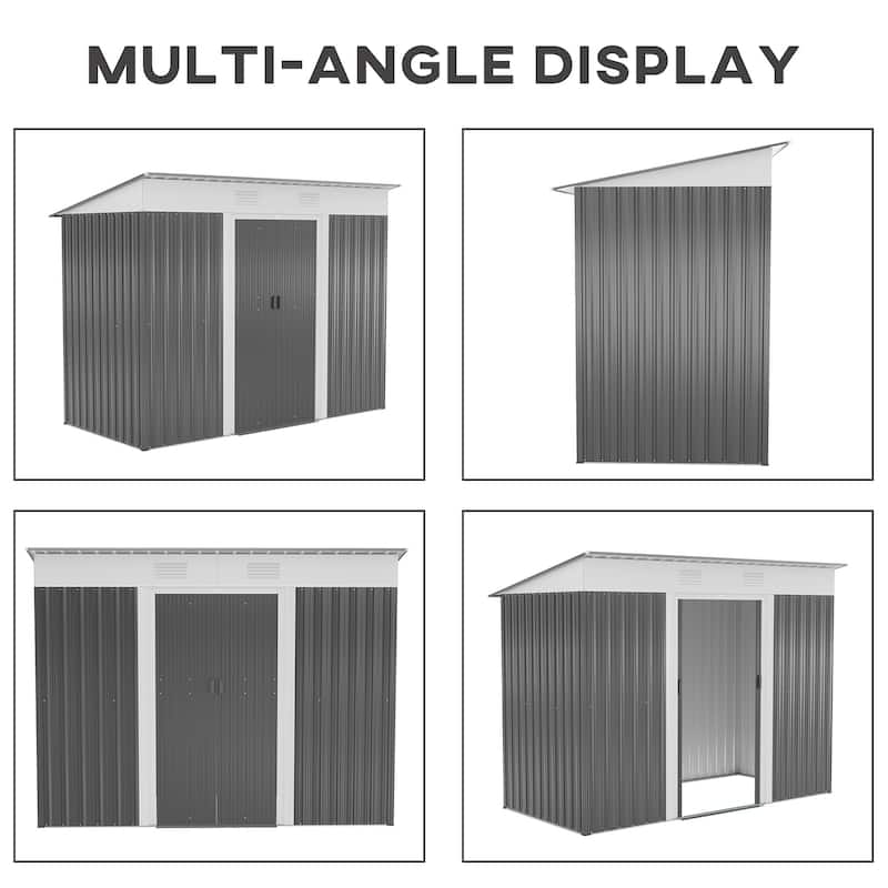 Outsunny 6' x 3.6' Steel Frame Backyard Garden Tool Storage Shed with 2 Air Vents and Dual Locking Doors