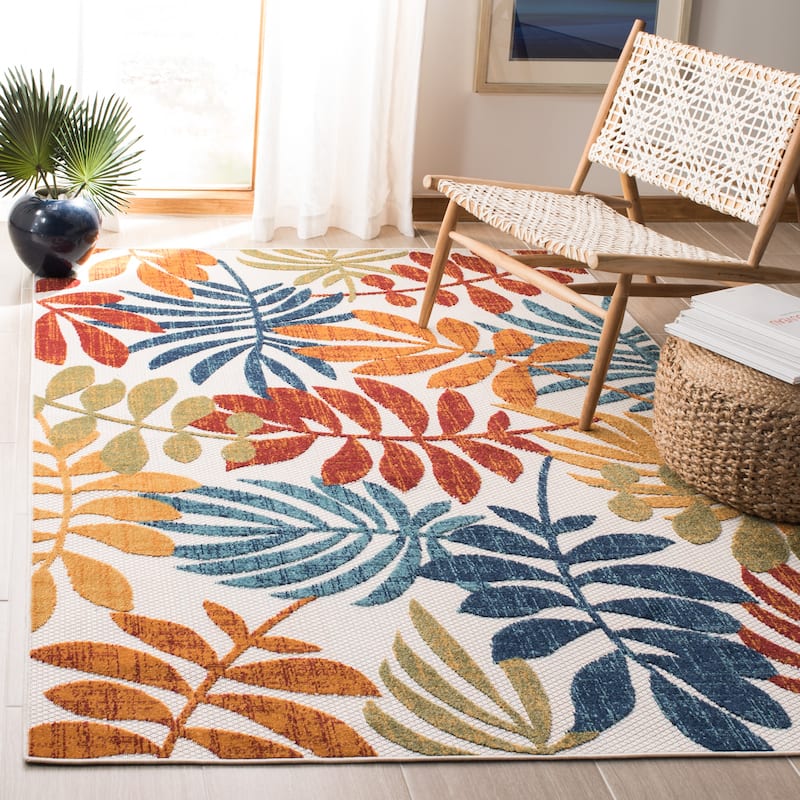 SAFAVIEH Cabana Laila Indoor/ Outdoor Waterproof Patio Floral Rug - 2' x 4' - Cream/Red