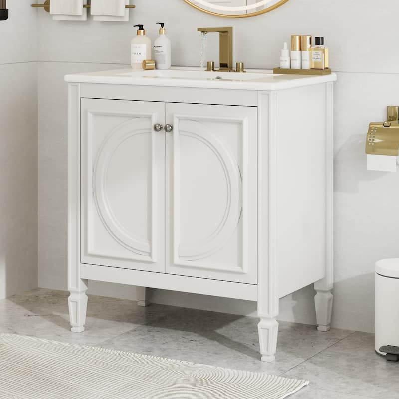 Bathroom Vanity with Sink, Storage Cabinet with Adjustable Shelves, Vanity Set with Soft Close Door and Drawer