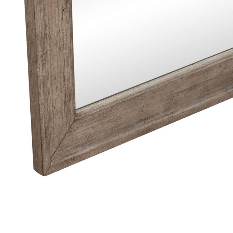 Avalon Burnished Beige Oak Arched Mirror with Supports - Burnished Beige