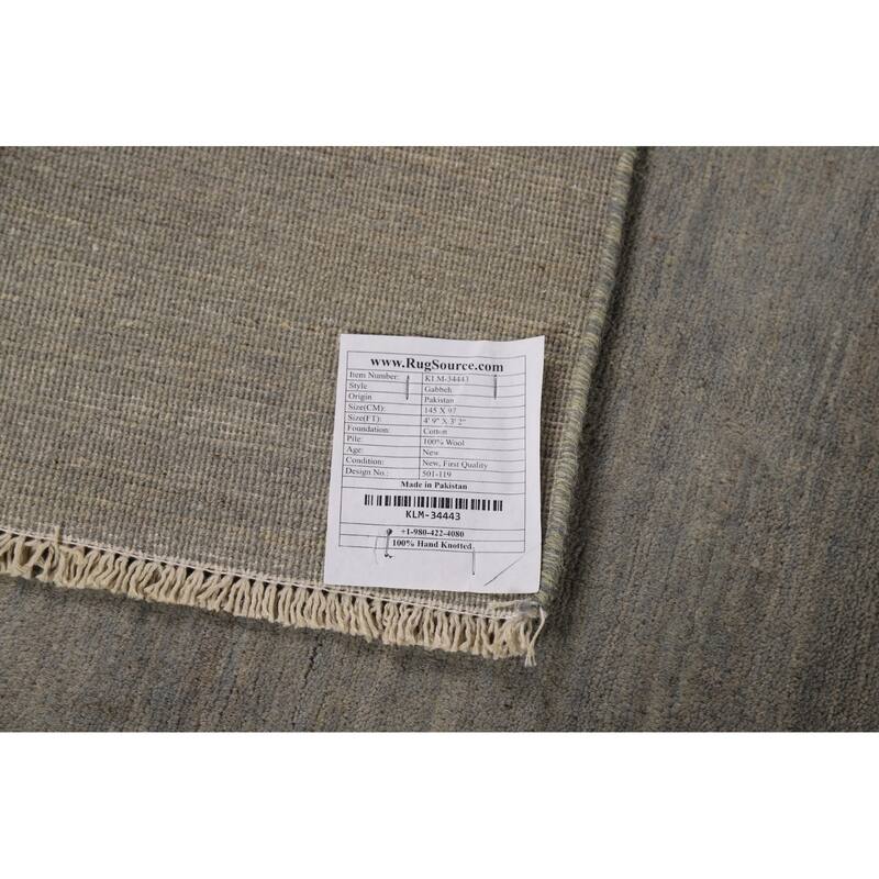 Gray Contemporary Gabbeh Oriental Foyer Rug Hand-Knotted Wool Carpet - 3'2"x 4'9"