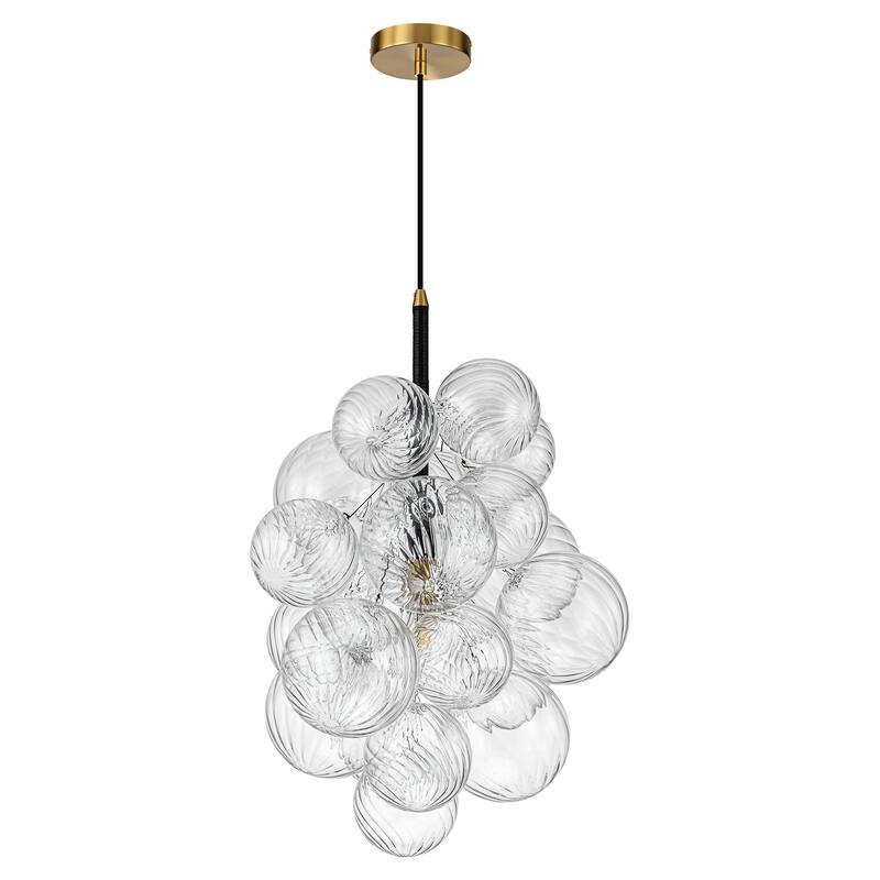 1-Light Modern Glam Sputnik Cluster Swirled Glass Globe Bubble Chandelier for Living/ Dining Room