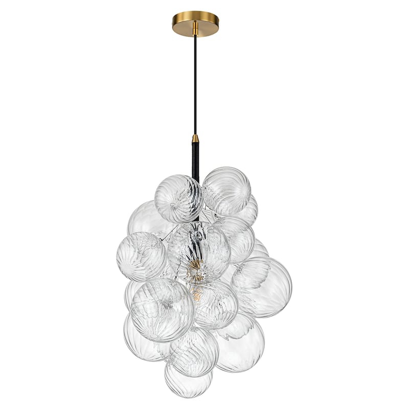 1-Light Modern Cluster Twisted Swirled Clear Glass Globe Bubble Chandelier with 1 Bulb Included