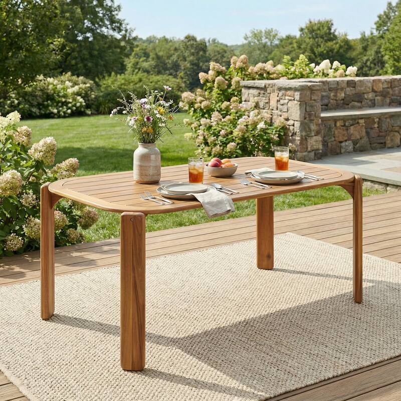 Scott Living Kaja Modern Outdoor Solid Wood Dining Table with Slat Top Design