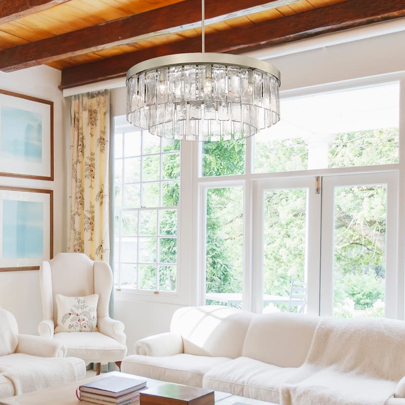 Ciara 27" Wide 9-Light Chandelier with Hammered Water Glass