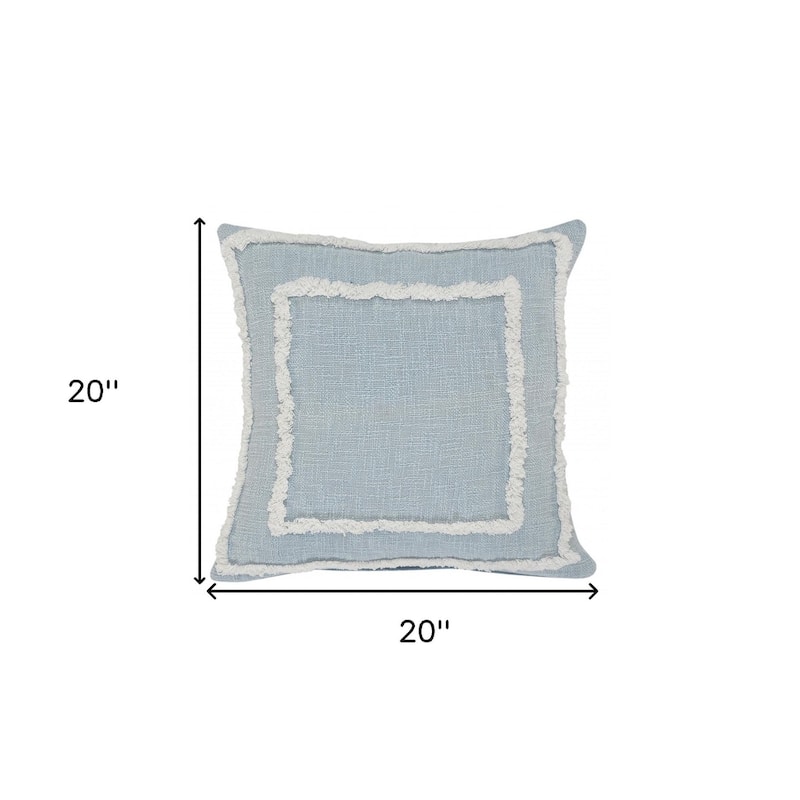 HomeRoots 20" Sky Blue And White Geometric Cotton Throw Pillow with Texture