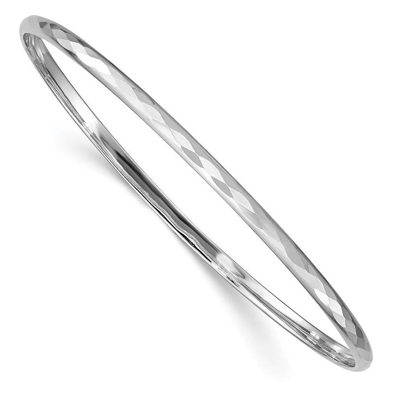 Curata 925 Sterling Silver 2.75 Textured Polished Patterned Slip On Bangle Bracelet