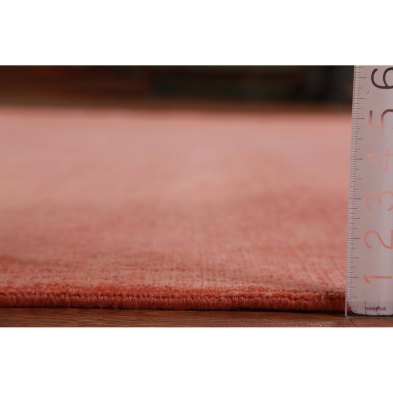 Hand Knotted Oriental 100% Wool Carpet Modern Solid Pink Gabbeh Area Rug - 11' 10'' X 8' 11''
