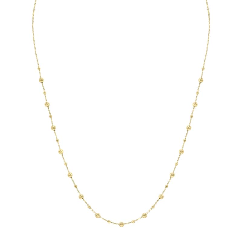 Marquee Jewels 14K Yellow Gold Bead Station Necklace with Lobster Clasps