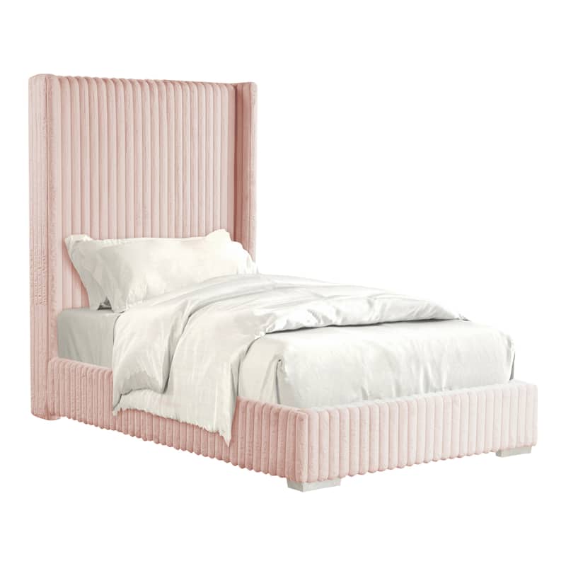 Furniture of America Draper Modern Chenille High Wingback Platform Bed