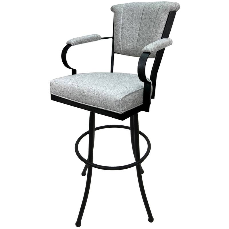 Miami Extra Tall 34" Spectator Metal Bar Stool on Noam Base - 34" Seat Height - Hemsath Slate - Black