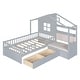 preview thumbnail 11 of 9, Twin Size House Bed with Sofa and Two Storage Drawers Kids Bed with Storage Shelf Grey