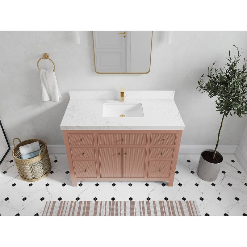 Willow Collections 48 in W x 22 in D Sonoma Free Standing Reeded Single Sink Bathroom Vanity with Countertop