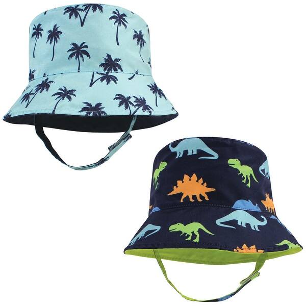 slide 1 of 1, Hudson Baby Infant Boy Sun Protection Hat, Dinosaur Palm Tree 0-12 Months - Dinosaur Palm Tree