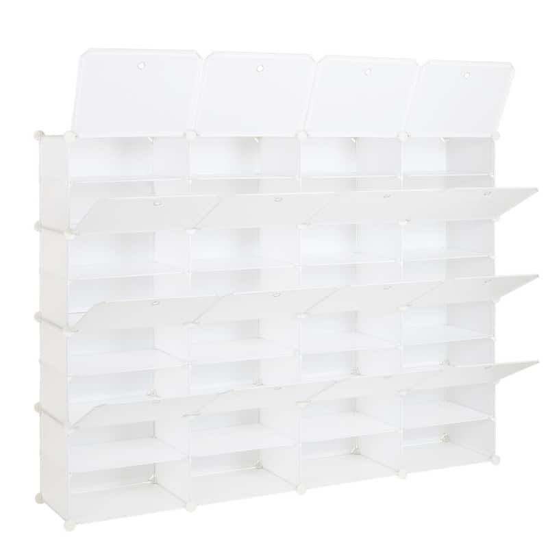 32 Grids 8-Tier Portable Shoe Rack Organizer Shelf Storage Cabinet