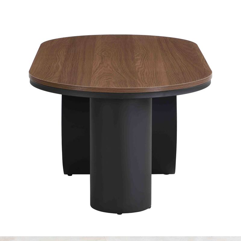 Luxury Industrial Oval Coffee Table, 47.24'' Coffee Table with Storage Drawer, Black Metal Center Table for Living Room